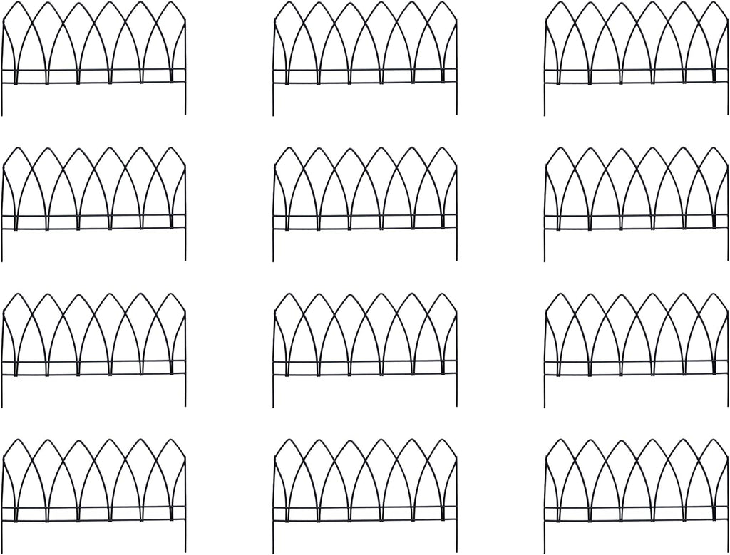 Panacea 89523 Gothic Arch Border Fence, Black, 15" H, Pack of 12