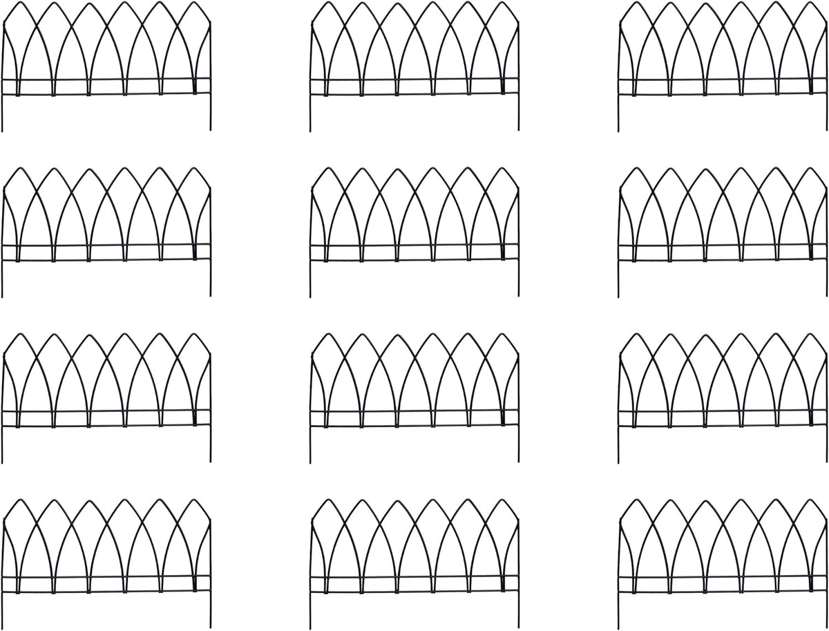 Panacea 89523 Gothic Arch Border Fence, Black, 15" H, Pack of 12