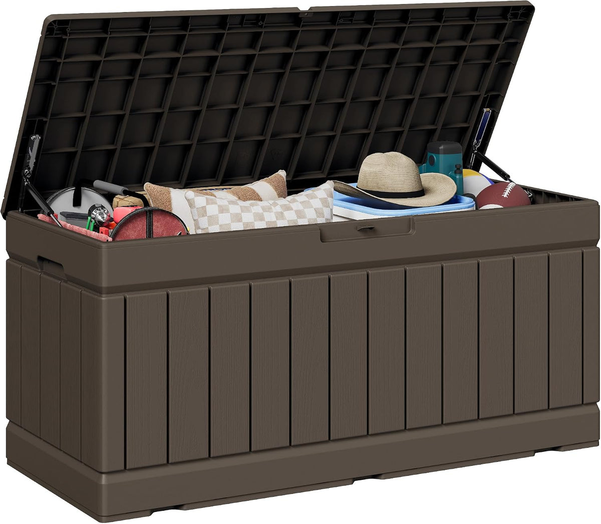 JUMMICO 78 Gallon Deck Box Waterproof Resin Outdoor Storage Box