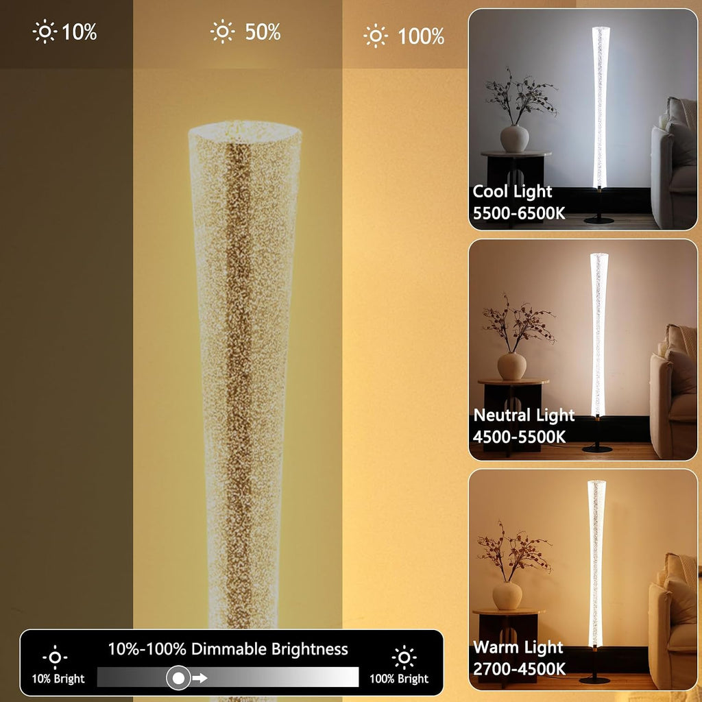 NUÜR Modern Black Floor Lamp, Dimmable LED Standing Lamp with Remote