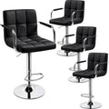 Yaheetech Bar Stools Set of 4, Swivel with Backs, Adjustable Height, Black