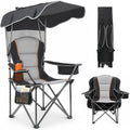 Suteck Camping Chair with Canopy Shade, Folding Outdoor Beach Chairs,Black
