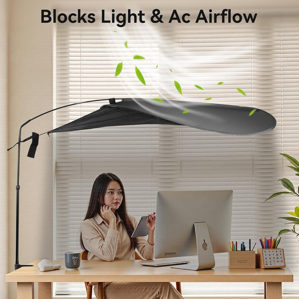 61" Office Cubicle Desk Shade, Adjustable Light Block Privacy Canopy Leaf Cover Shades for Overhead Shield Cubical Accessories