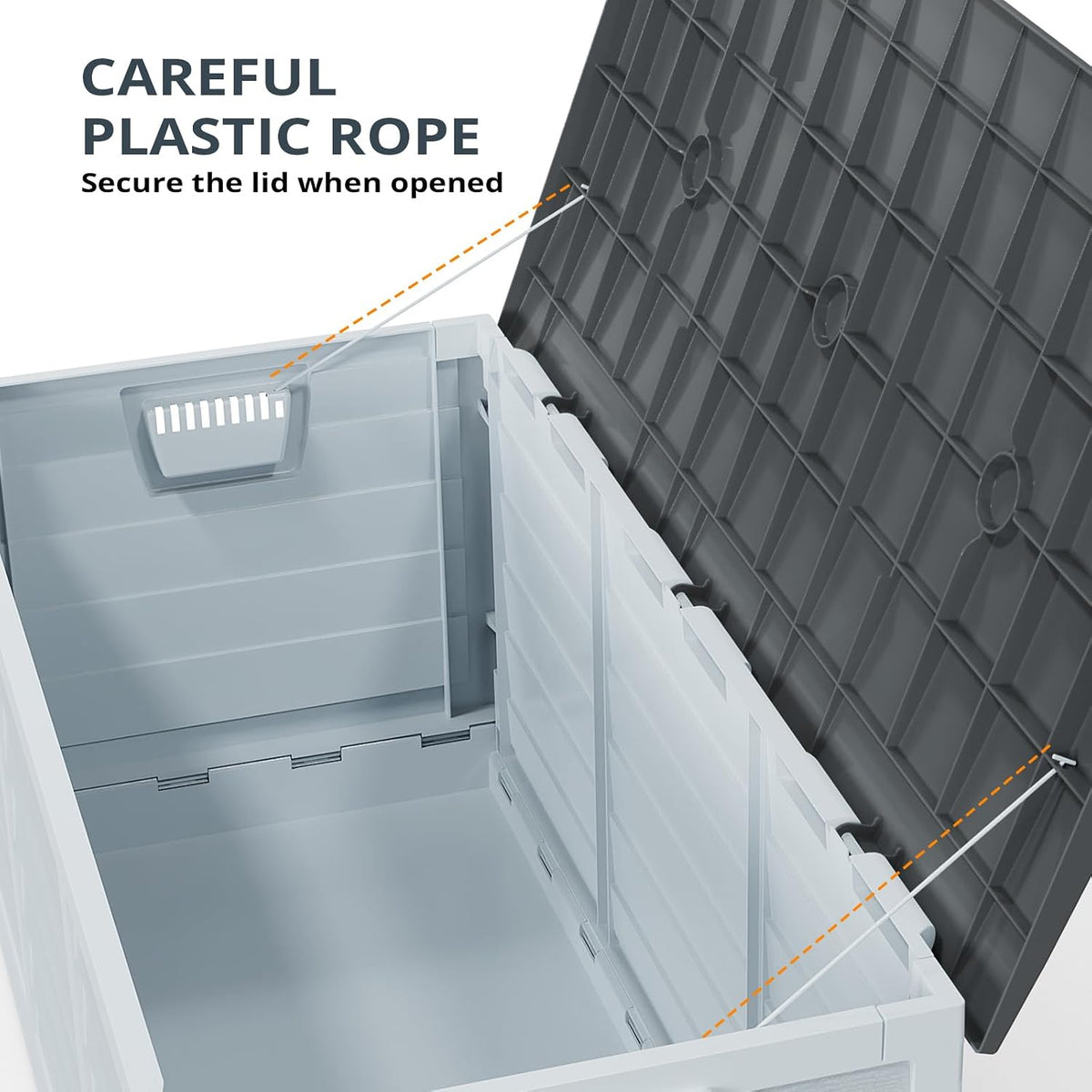 Outvita Outdoor Storage Box, 75 Gallon, Foldable, Gray Body-Black Lid