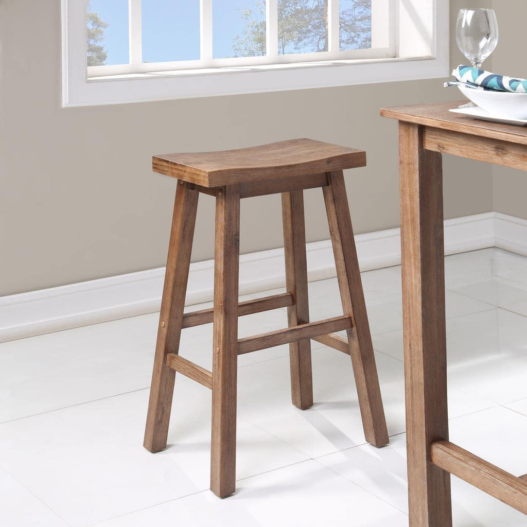 Boraam Sonoma Backless Saddle Bar Stool - Barnwood Wire-Brush