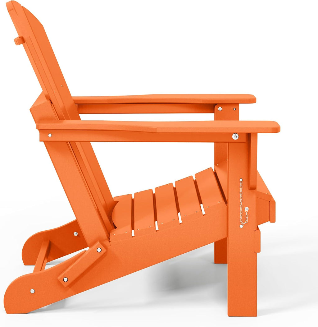WestinTrends Malibu Outdoor Patio HDPE Folding Adirondack Chair, Orange