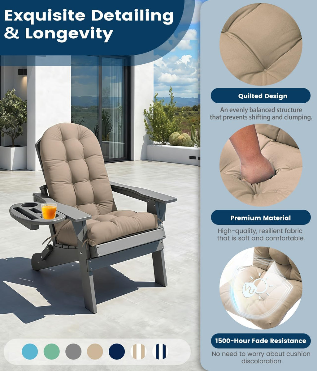 foowin adirondack chair cushion set of 2, high, side view