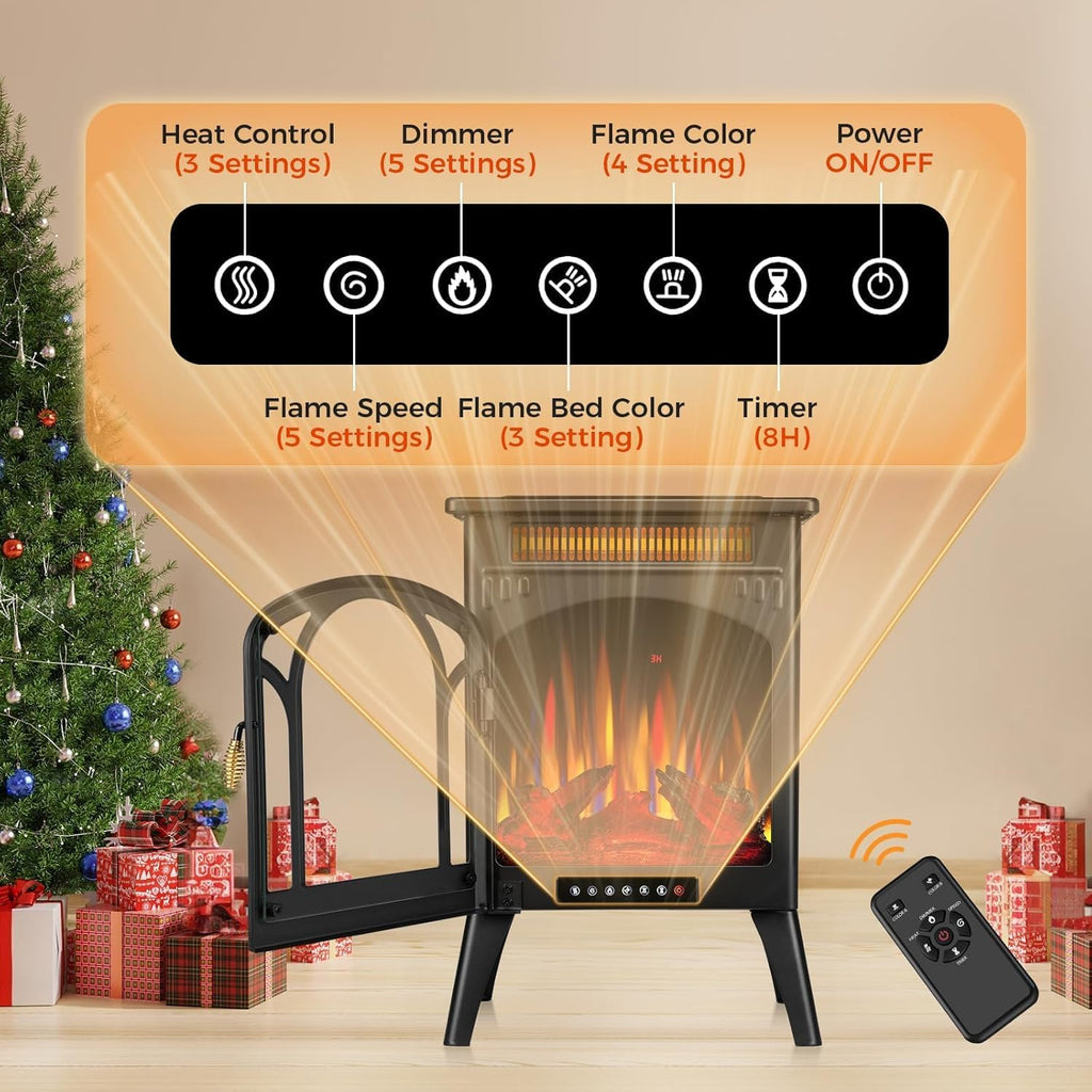 Electactic 1500W Infrared Electric Fireplace Stove 20.5" H w/ 2 Heat Modes