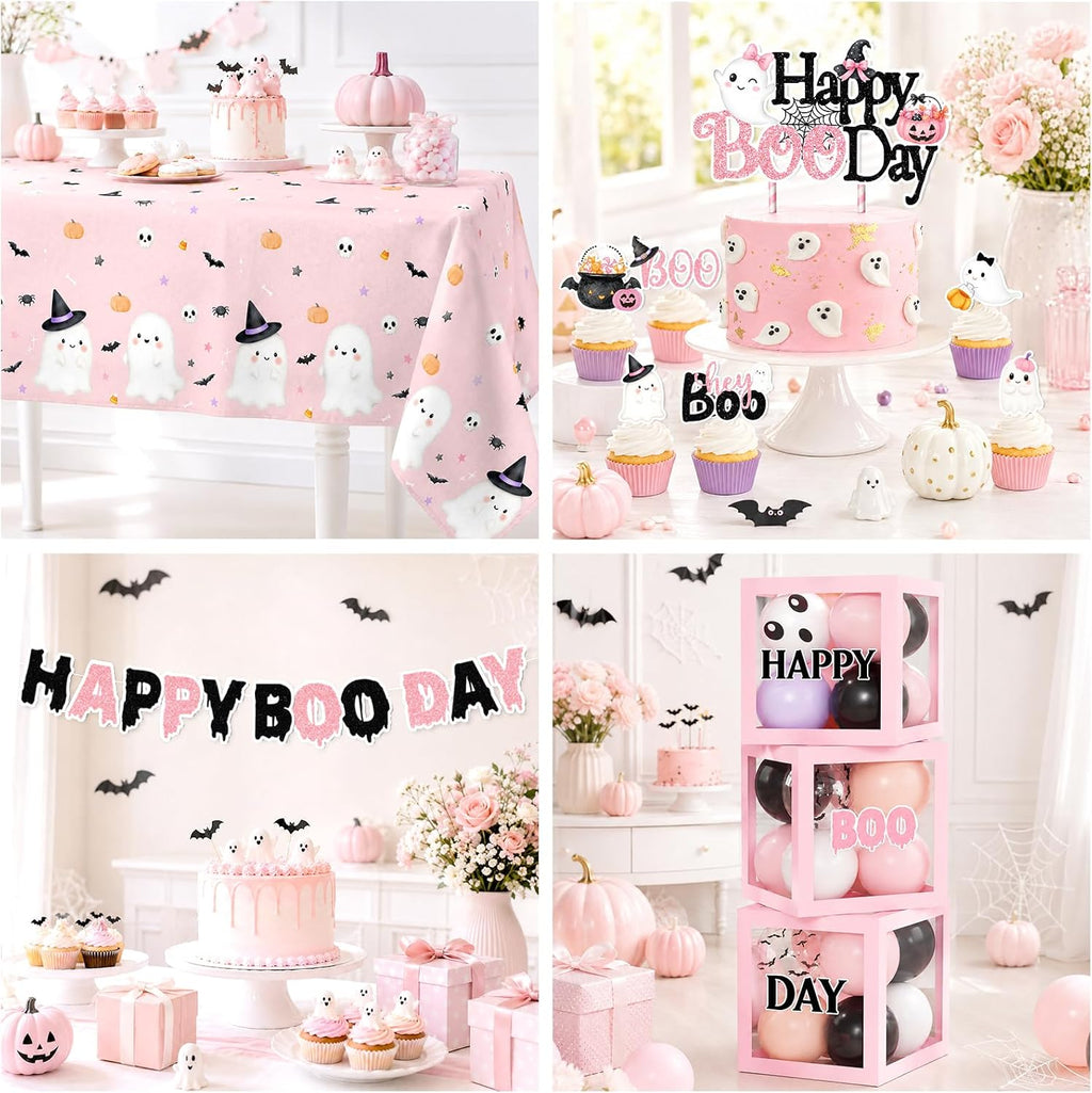 Pink Halloween Party Decorations Kit Halloween Happy Boo Day Birthday Party