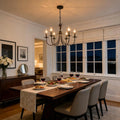6-Light Flower Black Chandeliers for Dining Room, 26" Farmhouse Chandelier