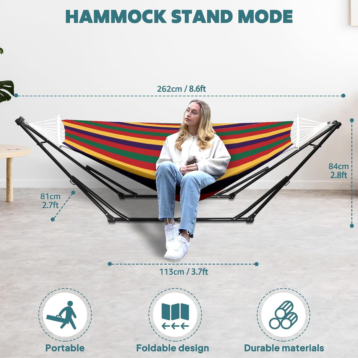 ANYOO 2-in-1 Hammock & Chair Stand with Collapsible Steel Frame & Carry Bag