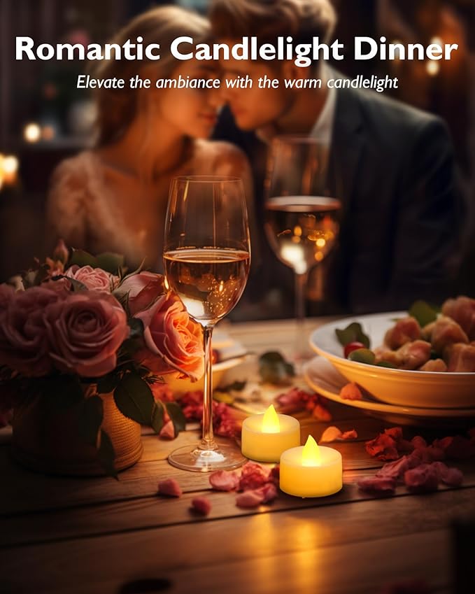 Homemory 100-Pack Flameless LED Tea Lights Candles Battery Operated, 200+Hour Fake Electric Candles TeaLights for Votive, Halloween, Ofrenda, Diya, Wedding Centerpiece Table Decor, Funeral, Christmas