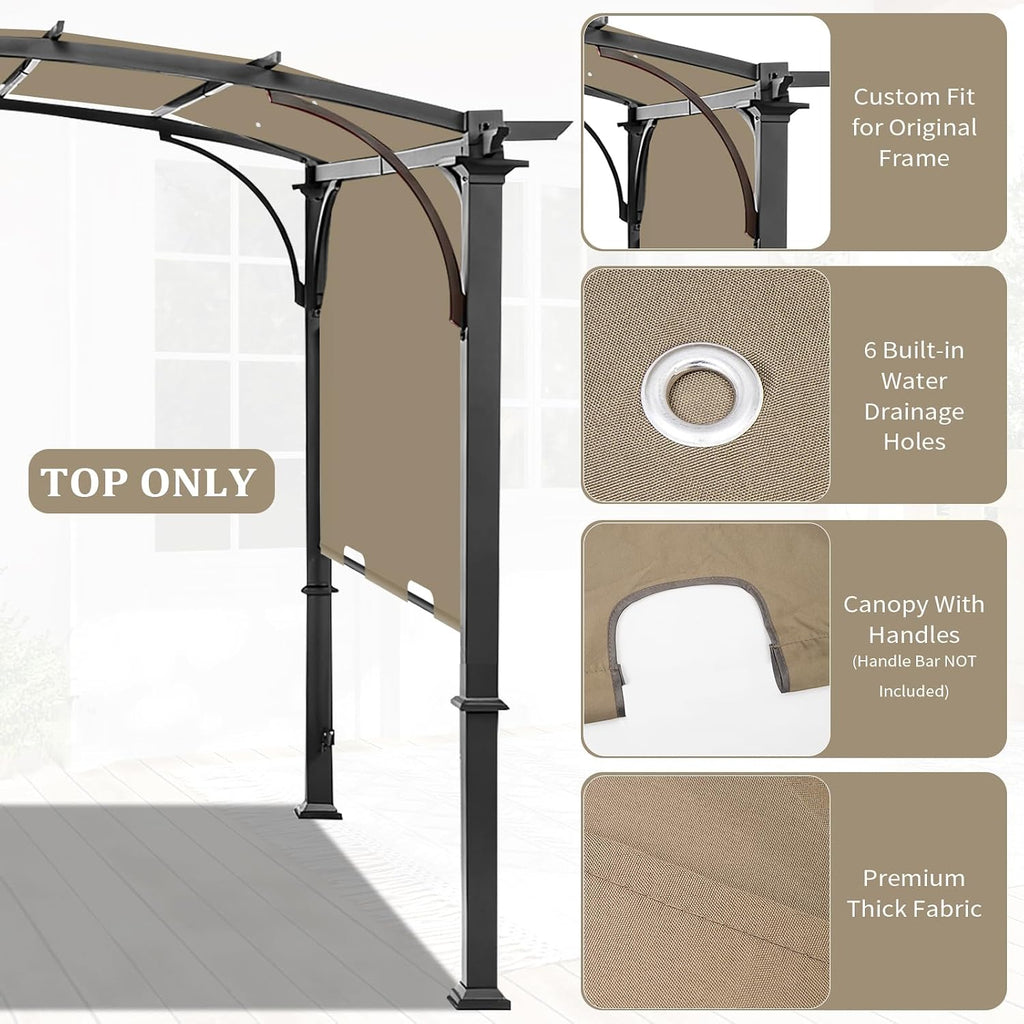slashome 200" x 103" Pergola Replacement Canopy, Fits L-PG152PST-B, Khaki