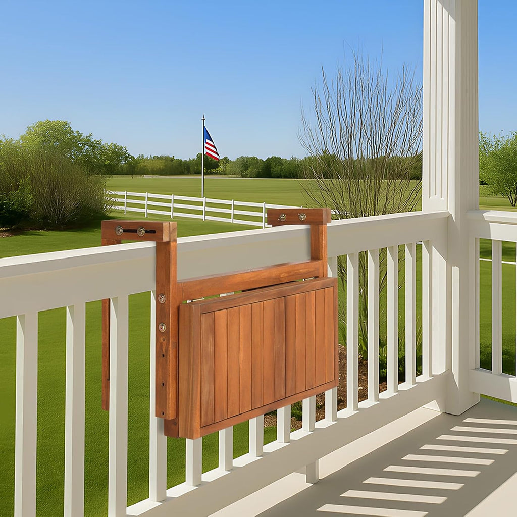 outvita acacia wood folding balcony bar table, rectangular, package contents