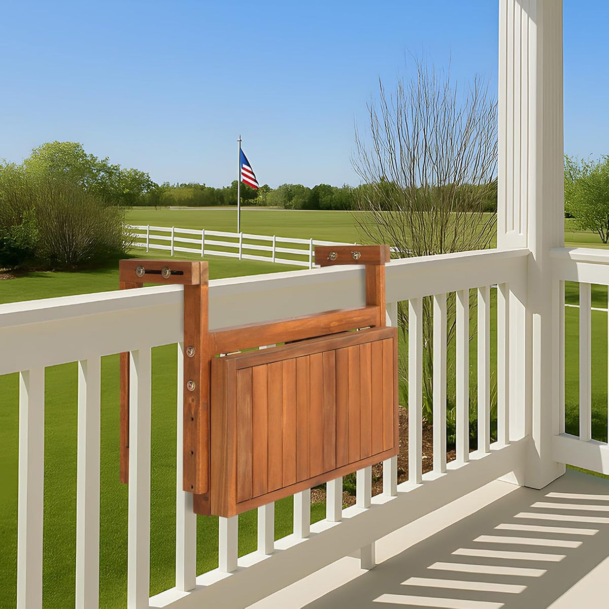 outvita acacia wood folding balcony bar table, rectangular, package contents