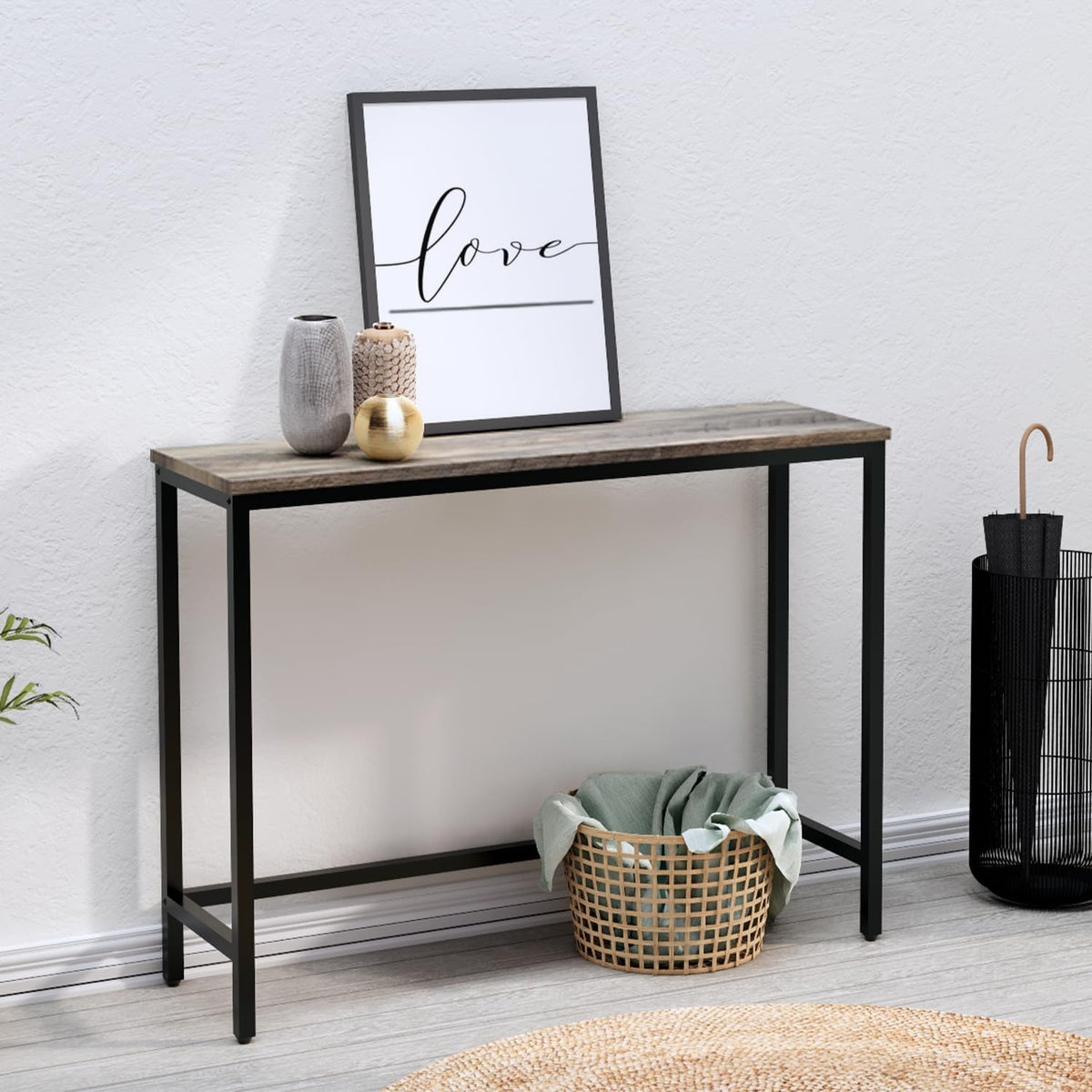 Timberer 39.4” Console Table Hallway Entrance Table Sofa Table Behind Couch