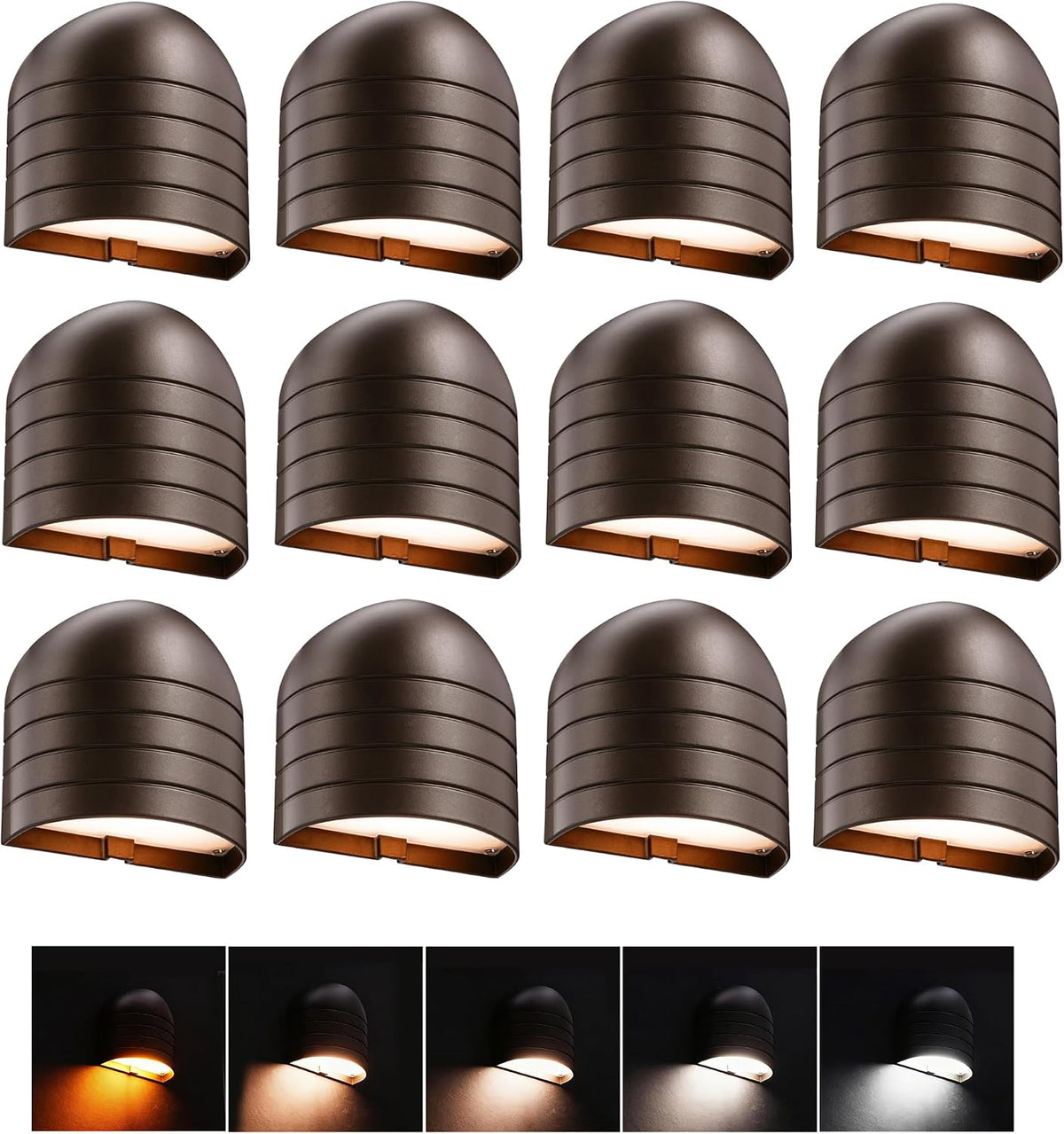 [12 Pack] CLOUDY BAY Low Voltage Fence Lights,12-24V AC/DC 5.5W LED Deck Lights for Outdoor Railing Landscape Lighting,1800K/2700K/3000K/4000K/5000K Selectable,Oil Rubbed Bronze