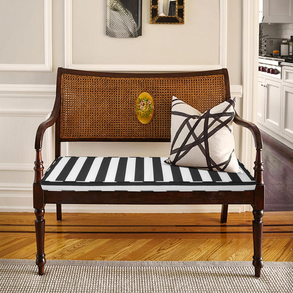 Mrsenloi Outdoor Bench Cushion, 48 x 16 x 3 in, Black&White, 28D Foam