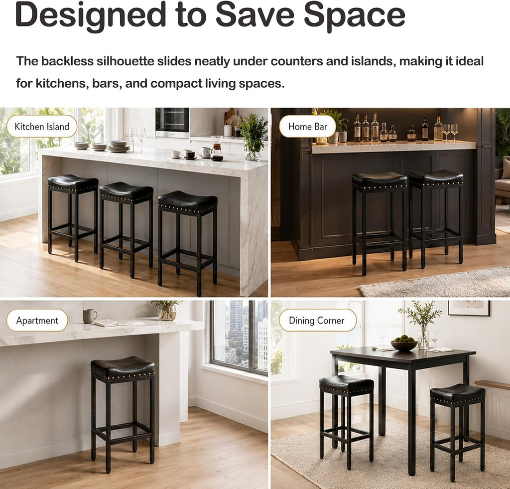 Forteek 30'' Bar Stools Set of 2, Counter Height Barstools with Nailhead