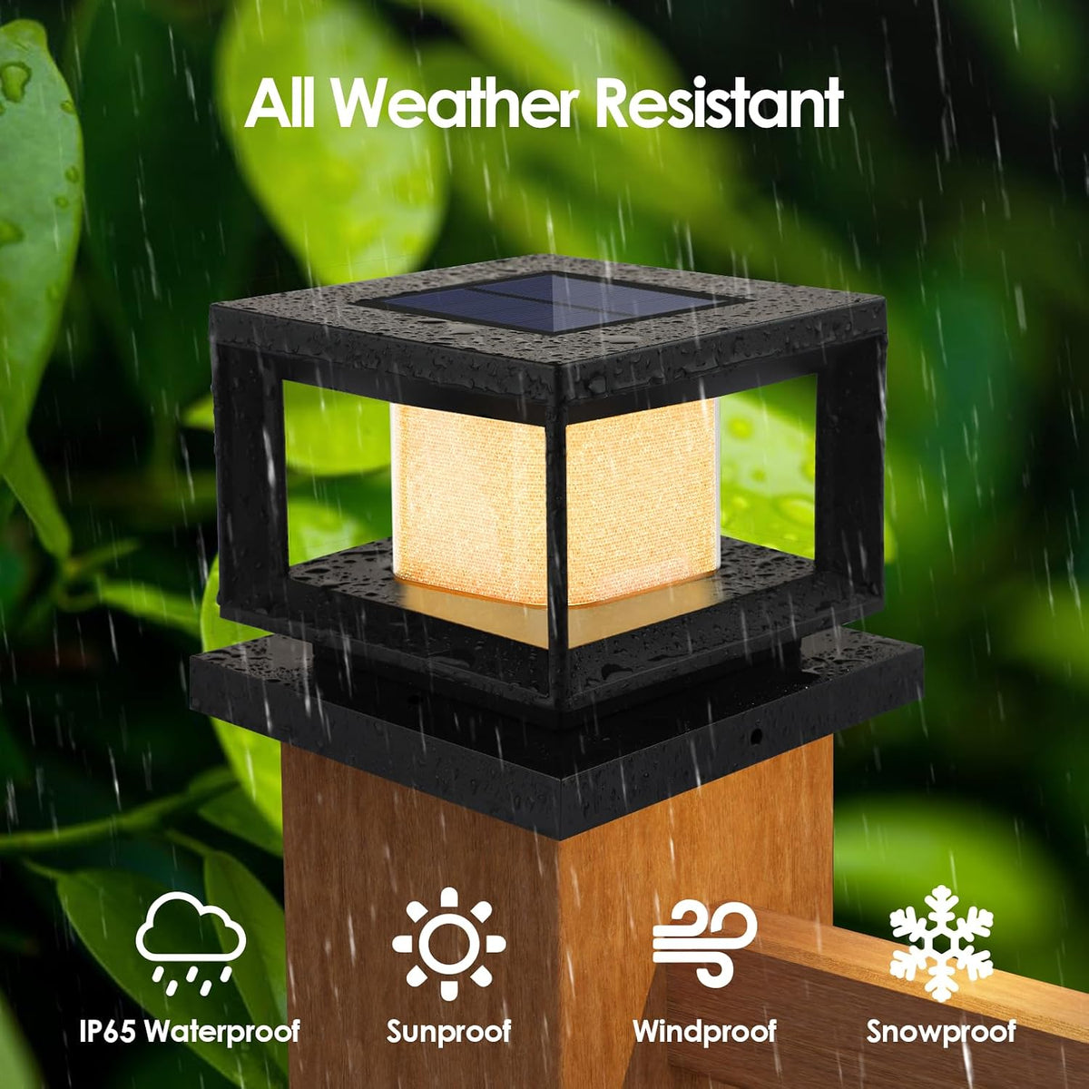 Mlambert 8 Pack Solar Post Lights, 4x4 6x6 Wooden Vinyl Fence Cap, Black