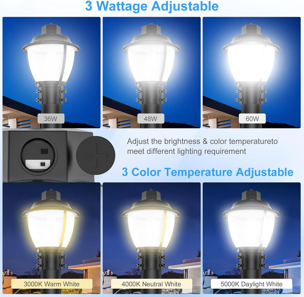 LED Post Top Light with Dusk to Dawn Photocell 60W LED Pole Area Lights ETL