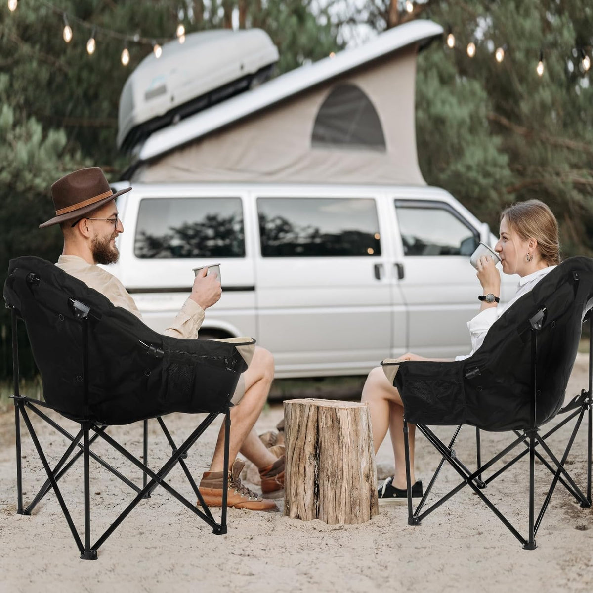 REALEAD Oversized Camping Chairs Padded Heavy Duty Folding Support 400LBS