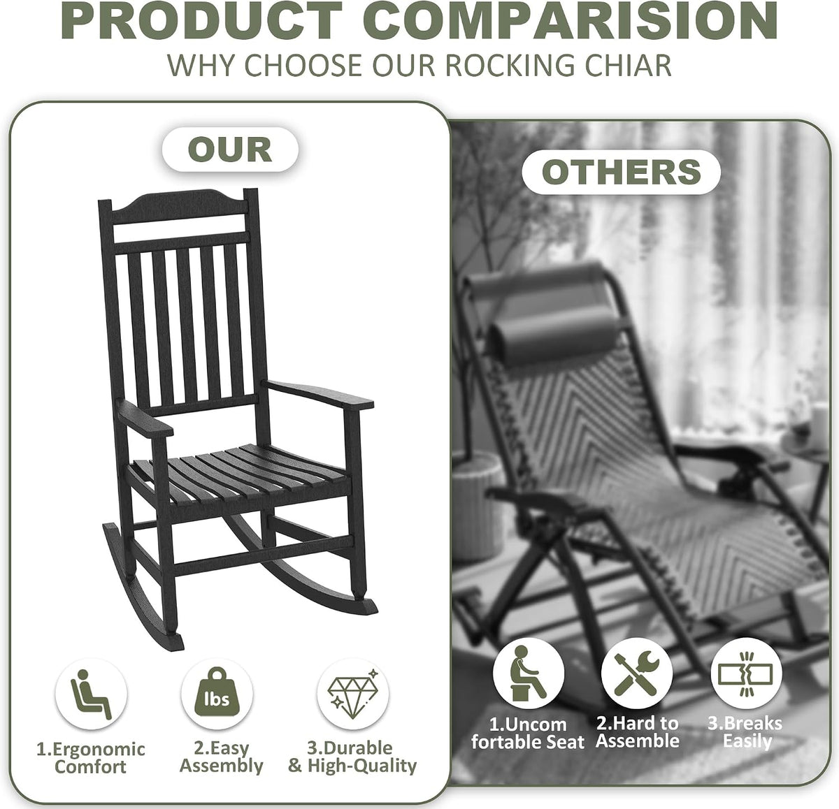 Outdoor Rocking Chair, Oversized Resin Outdoor Rocking Chair