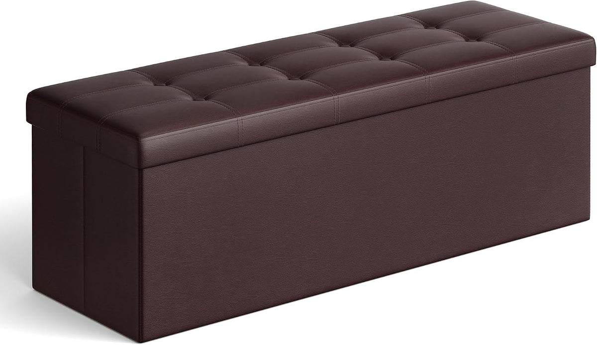 SONGMICS Storage Ottoman Bench, 43.3 Inches Folding Foot Rest Stool