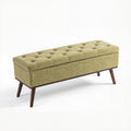 45.5" Olive Green Mid Century Modern Storage Bench for Bedroom, Linen