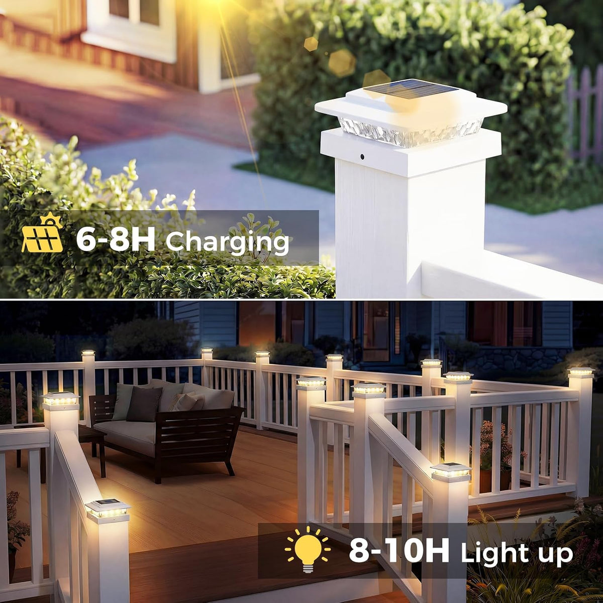 kolpop solar post cap lights outdoor 10 pack, side view