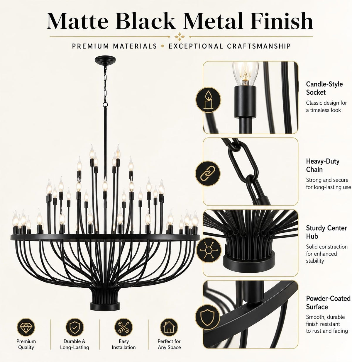 large black wagon wheel chandelier 48-light 47.2" for, view 9