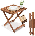 Folding Outdoor Patio & Camping Side Table, Acacia Wood, Golden Teak Finish
