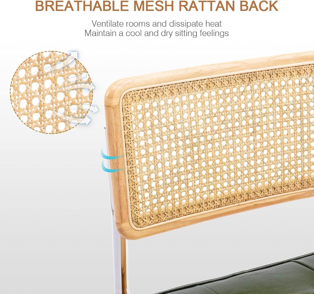 Zesthouse Natural Rattan Dining Chairs Set of 2, Modern Cesca Kitchen Chair