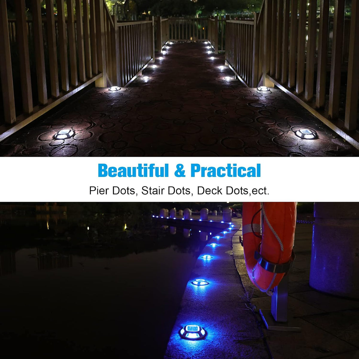 VOLISUN Solar Driveway Marker Lights Dock Marine Led Deck Outdoor 20 Pack