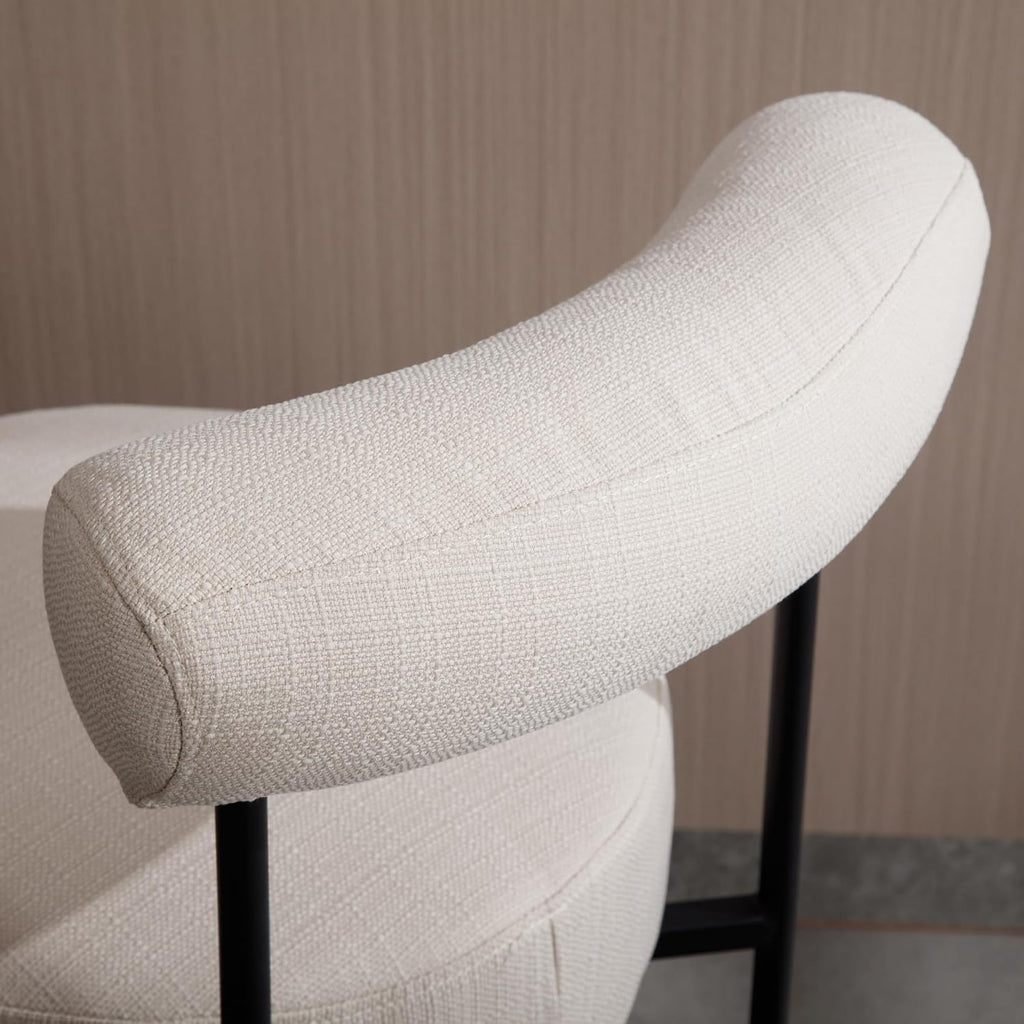 Shunzhi Beige Linen Counter Height Bar Stools Set of 4, Modern Boucle Barstools, Upholstered Counter Stools with Open Back/Metal Legs for Kitchen Island/Home Bar/Bistro,26''