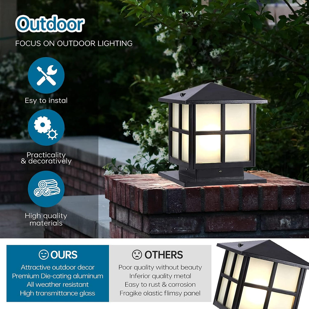 11.8In Outdoor Post Lights Hardwired, Modern Column Lights E26 Pillar Lamps