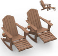 Ciokea Rocking Adirondack Chairs Set of 2 with Retractable Ottoman (Teak)