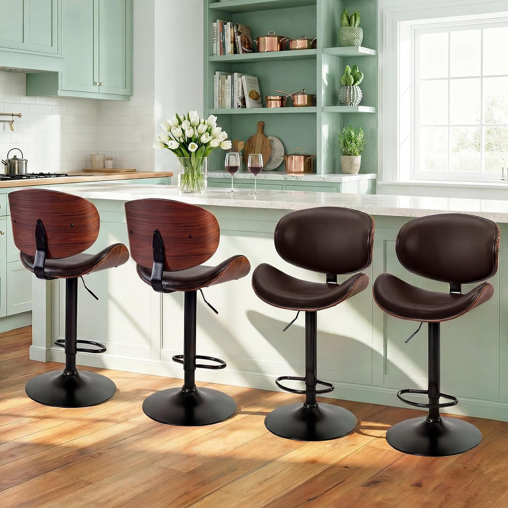 DUMOS Swivel Bar Stools Set of 2, Adjustable Counter Height Bar Chairs