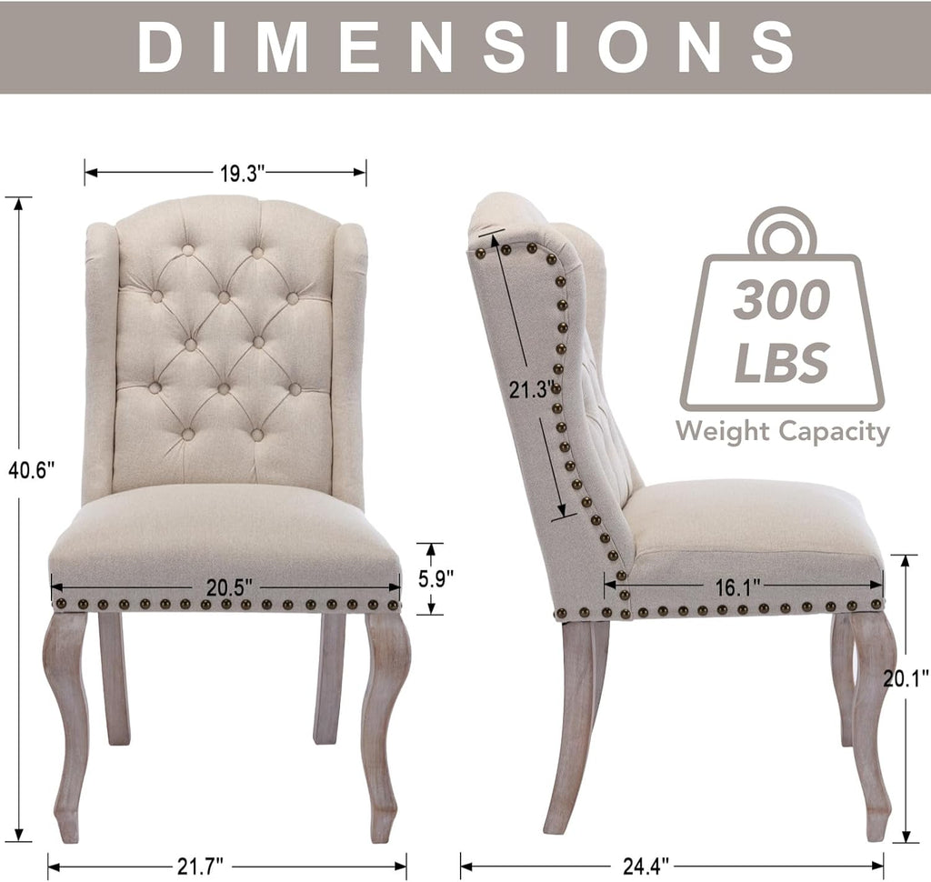 chairus Tufted Upholstered Parsons Dining Chairs Set of 6, Beige