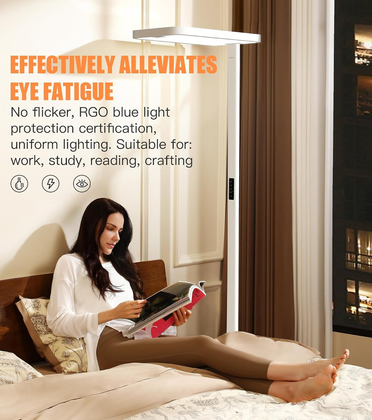 Pure Light Floor Lamp, Motion Sensor, 9500LM, 4000K, Dimmable
