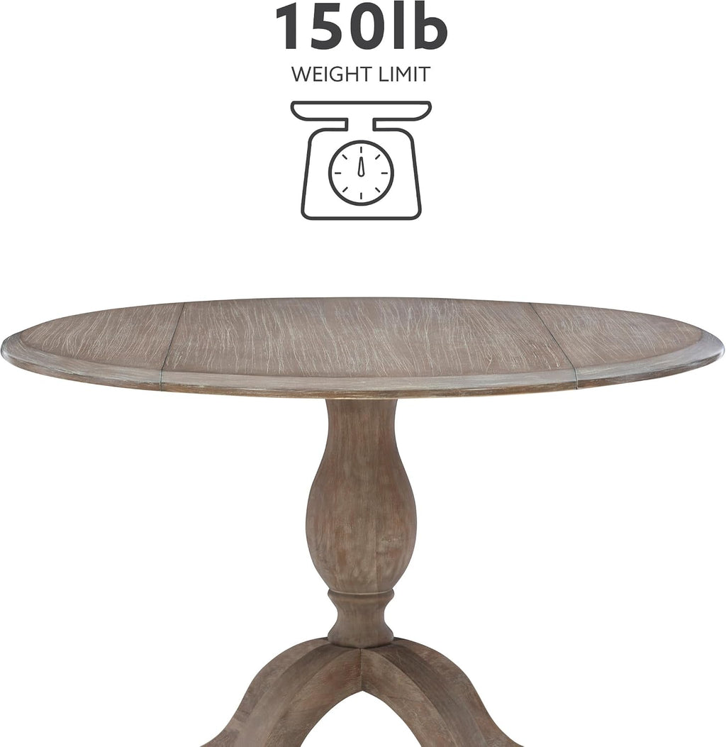 Linon Home Decor Mauro Antique Rustic Brown Drop Leaf Small Dining Table with Pedestal Base