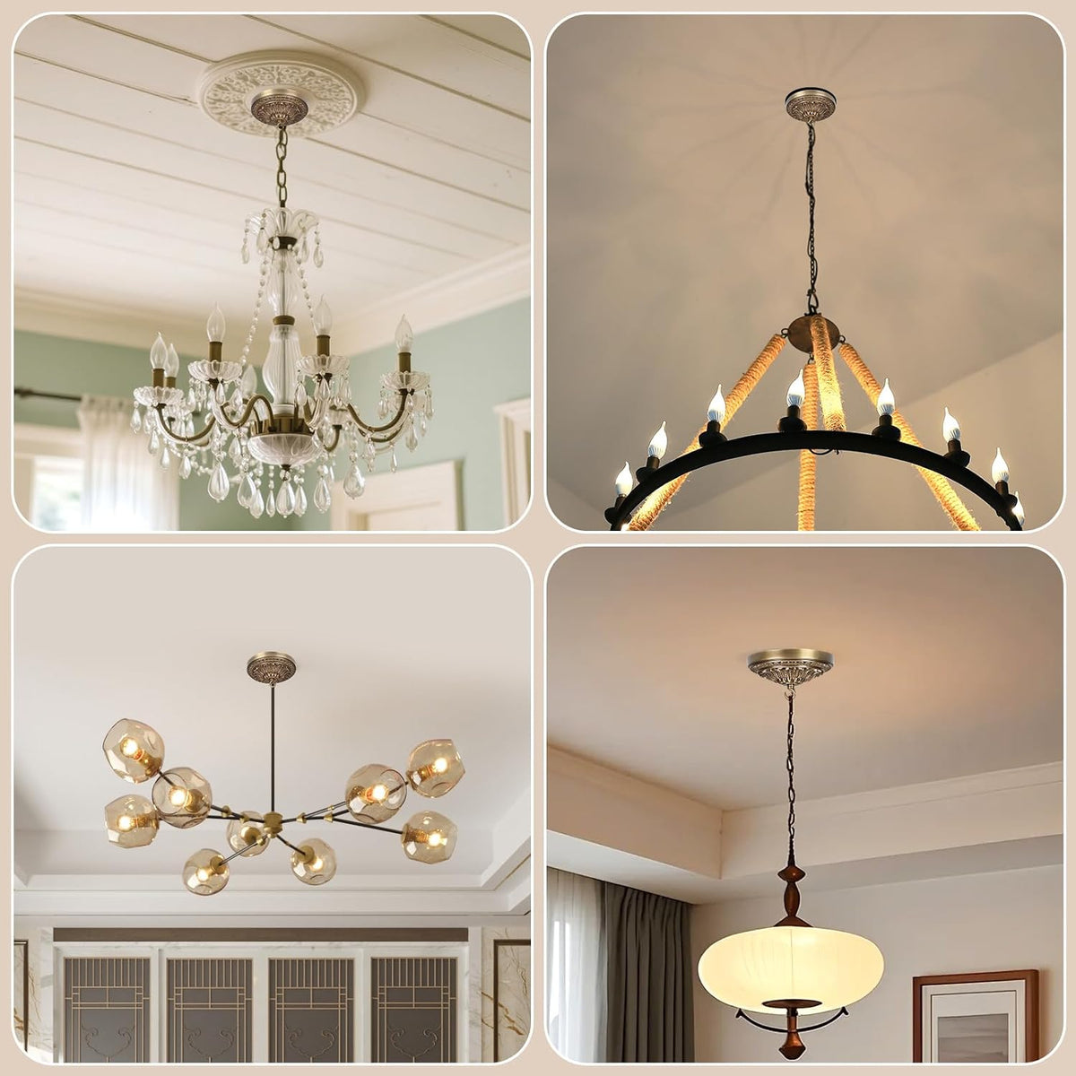 7.28 inches brass ceiling canopy, gold retro mounting on a desk or shelf