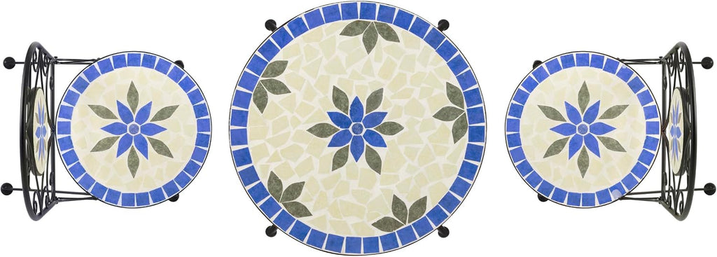 Alpine Corporation Blue and Beige Mosaic Bistro Set, 3-Piece