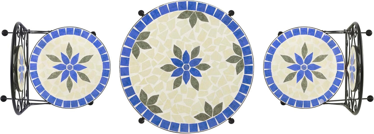 Alpine Corporation Blue and Beige Mosaic Bistro Set, 3-Piece