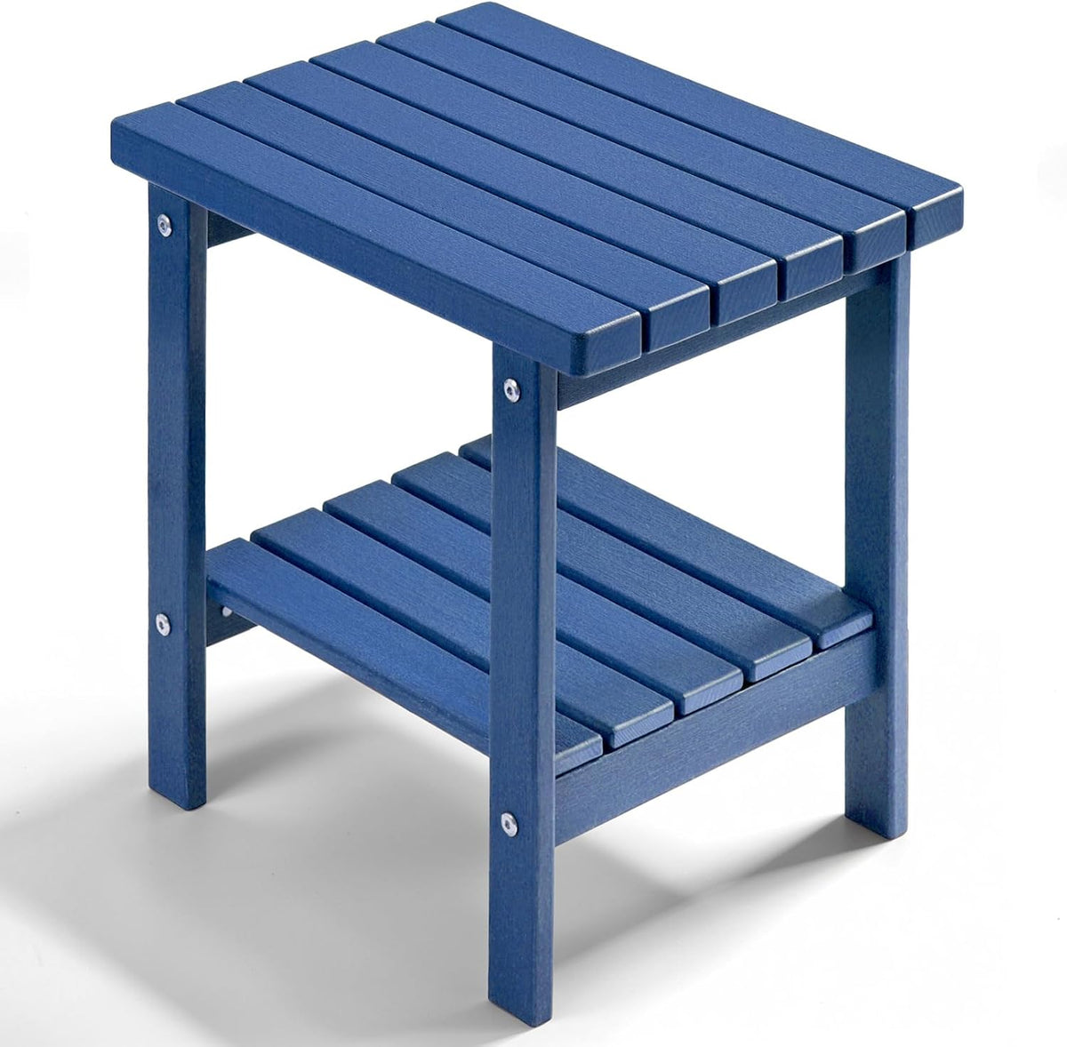 PASAMIC Outdoor Side Table, 2-Tier Storage Patio Side Table, HDPE Adirondack Side Table, Weather Resistant Square Small Outdoor Table for Patio, Backyard, Pool & Garden, Navy Blue