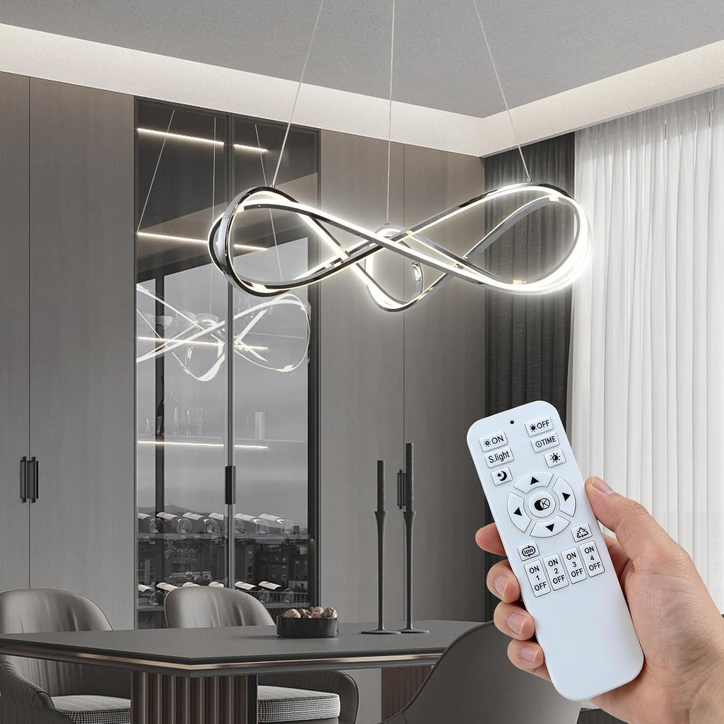 Modern LED Chandelier Chrome, 55W Dimmable 26 Inch