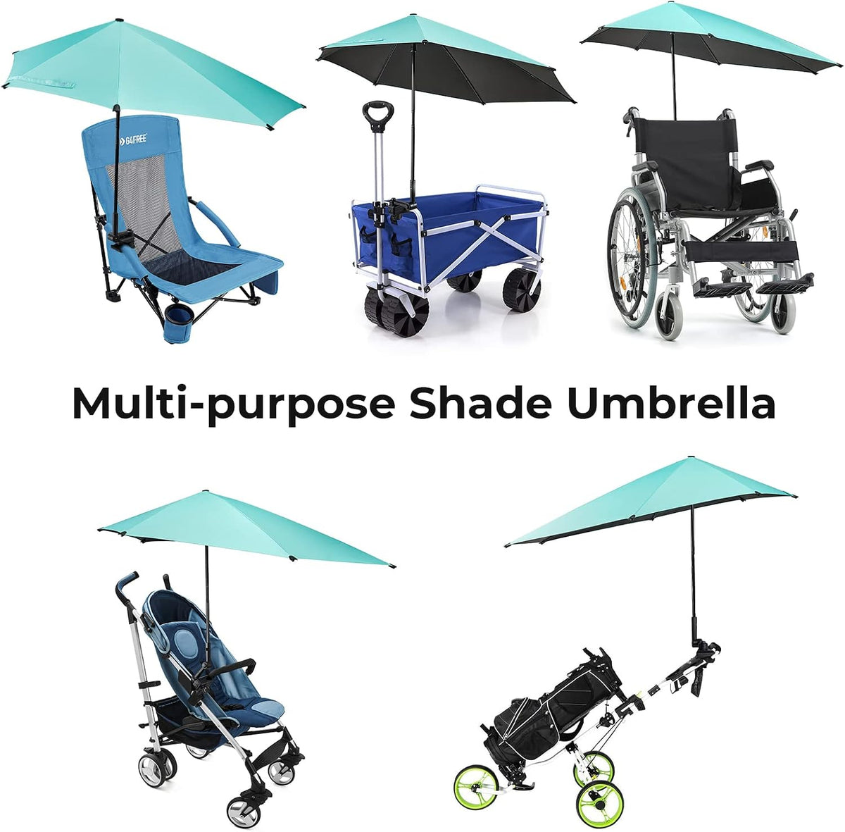 g4free beach chair umbrella with universal clamp upf on a desk or shelf