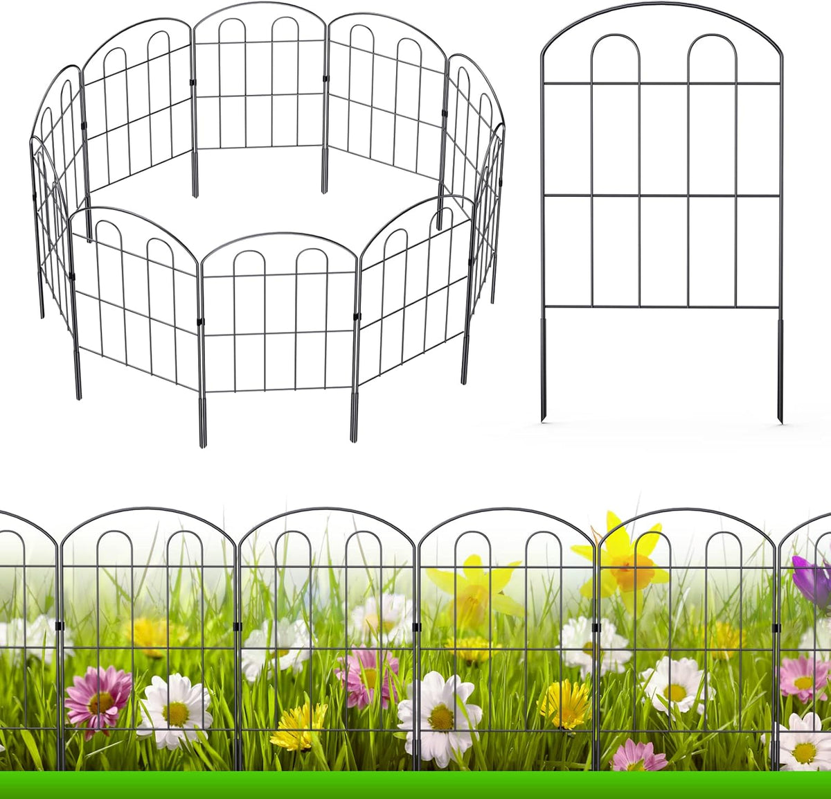 Decorative Garden Fence 24in x 30ft, Flower Bed Fencing Panels