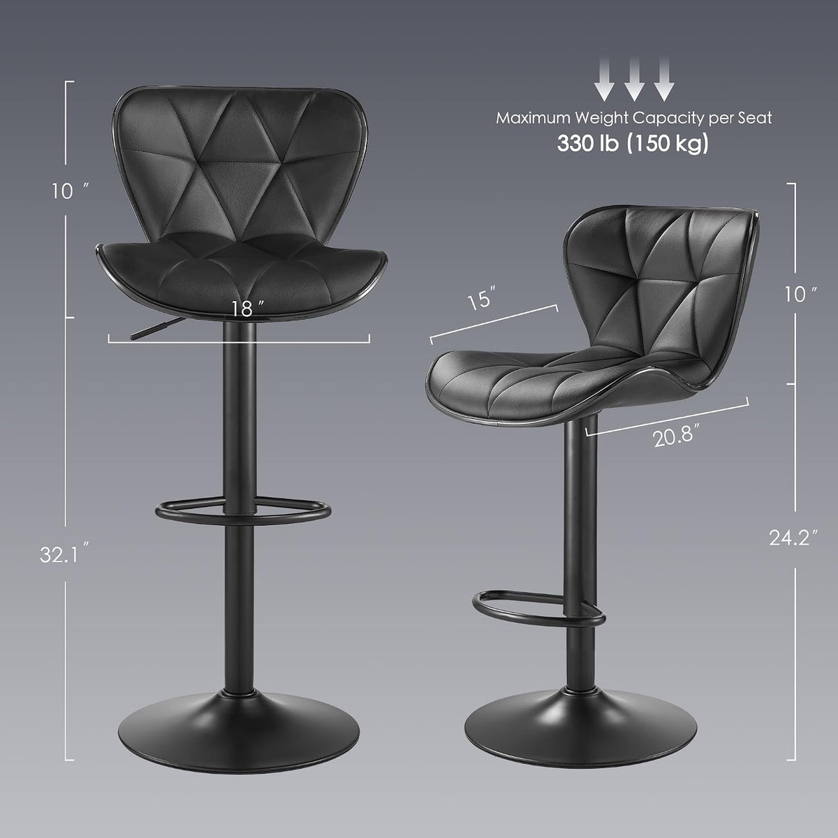 bar stools set of 2, modern swivel counter shown in use