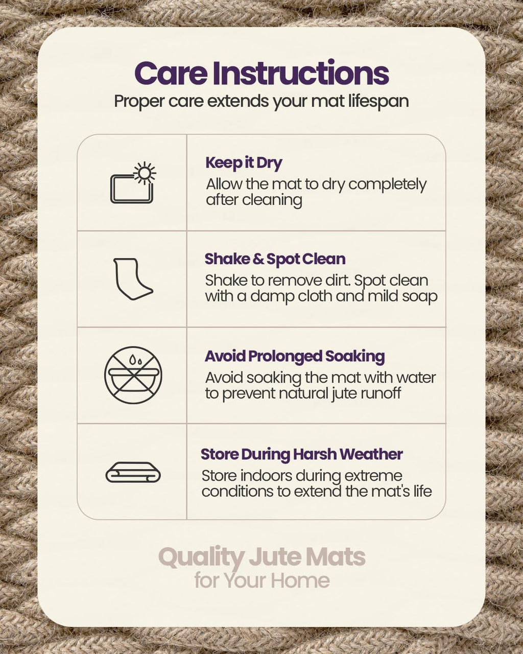 DEXI Jute Door Mat 24x36, Woven Mat for Covered Outside Entry, Light Taupe